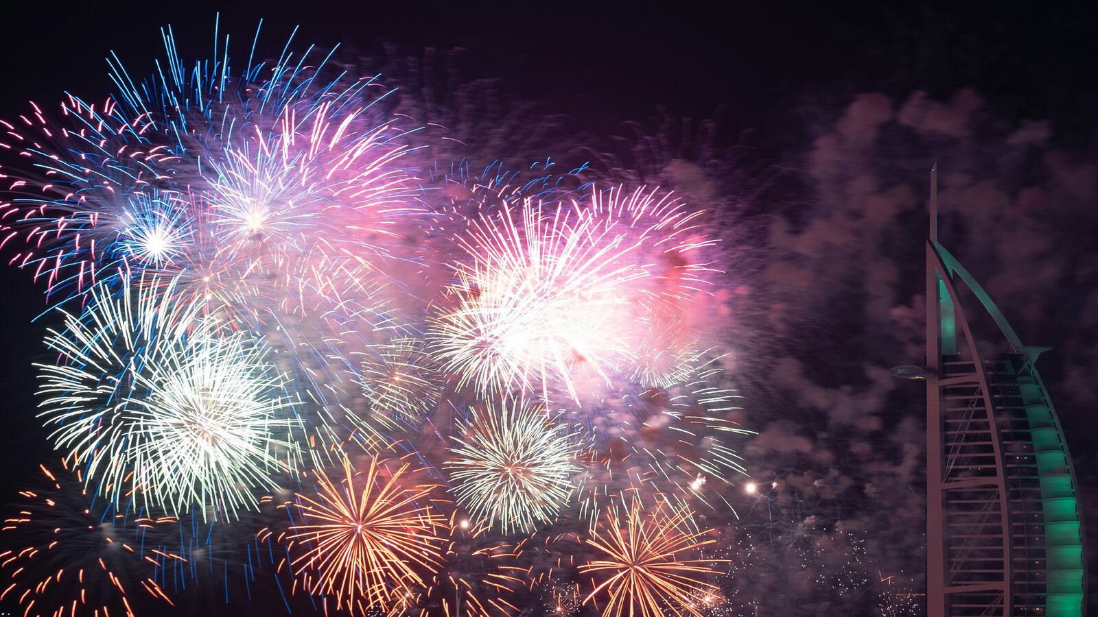 Fireworks over the Burj Al Arab during Dubai Shopping Festival