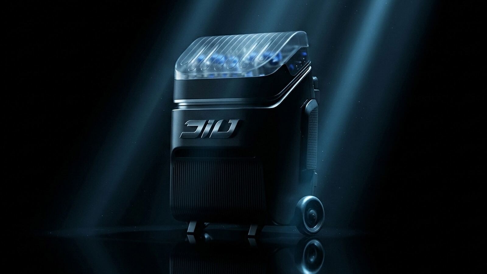 A sleek black mobile dental clinic unit product render